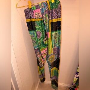 Versace Multicolor Patchwork Leggings Lilac , Green READ DESCRIPTION